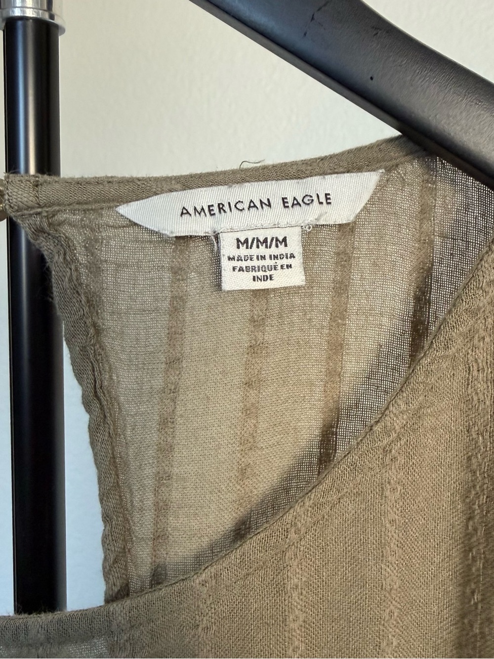 American Eagle Olive Open Back Boho Blouse M - Picture 4 of 10